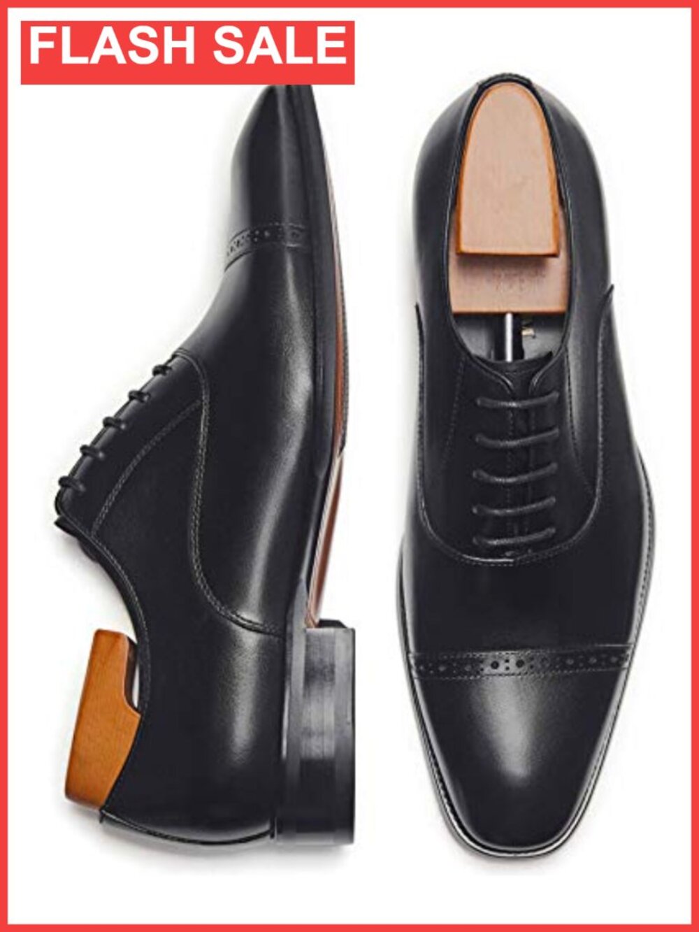 Men's Genuine Leather Oxford Dress Shoes Moc Toe Lace-Up Formal